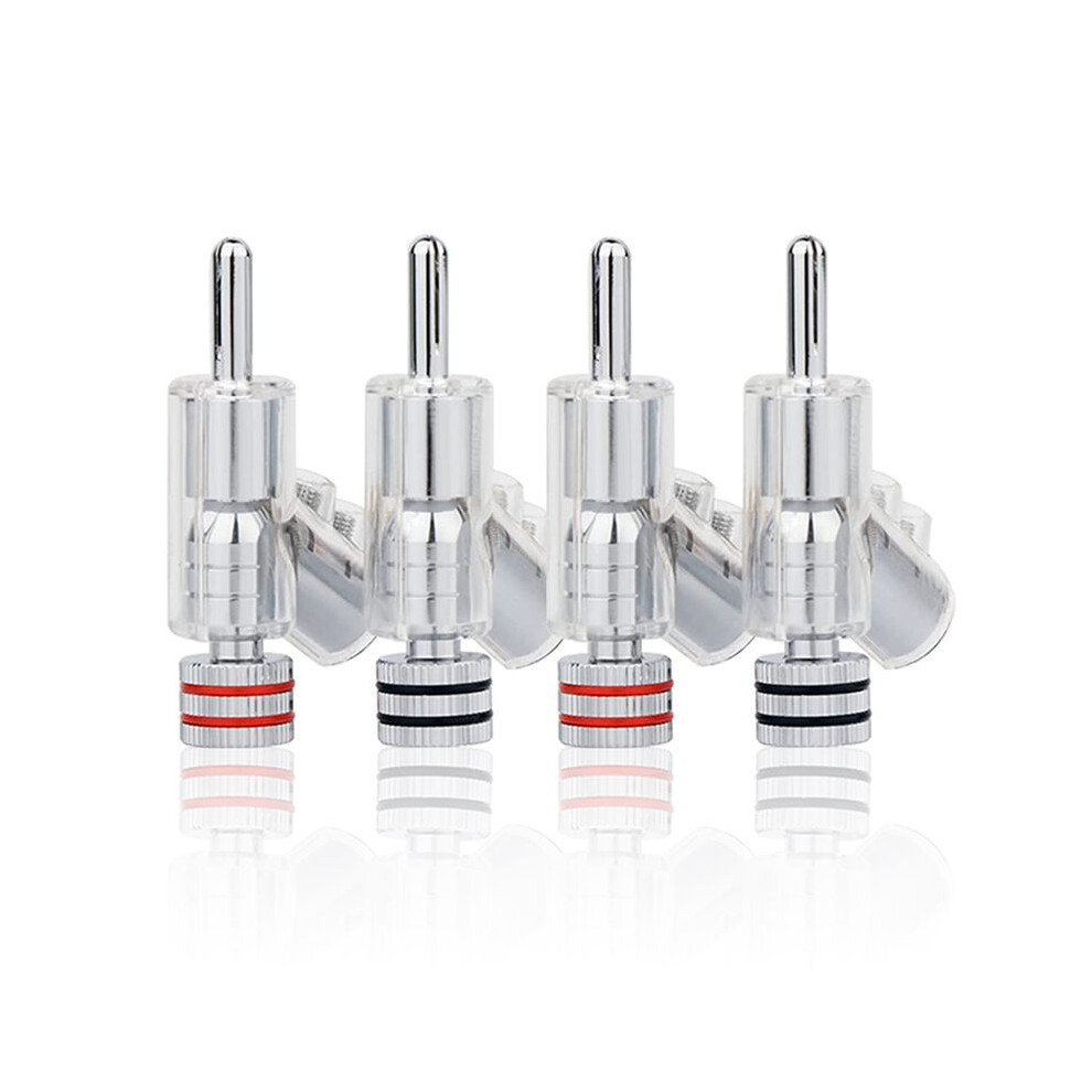 4 Pcs Hifi Rhodium Plated Lockable Speaker Cable Banana Plug Connector Audio Amplifier Speaker Wire Connector 4714113088614