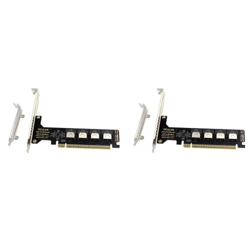 2X PCI-E X16 Split 4  Oculink Expansion Card SFF8611&8612 NVME PCIe Solid State Drive Adapter