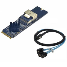 M.2 NVME to SAS SFF-8087 Expansion Card Support 4 Port SATA3.0 6Gbps HDD SSD Controller SFF8087 to M2 NVME