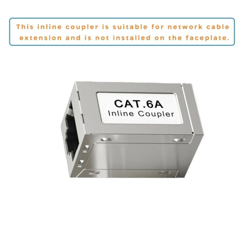 RJ45 Female to Female CAT6A Shielded Coupler Inline Ethernet Coupler Ethernet Extender Adapter Ethernet Cable 1