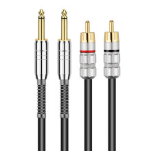 2M Audio Cable Dual 6.5 to 2RCA Audio Cable OFC 6.5mm to Double Lotus Audio Cable 2 Pairs of 2 6.5 to RCA Console Cable