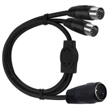 MIDI DIN 5-Stifts Splitter Y Adapterkabel, Din 5Pin Hane Till Dubbel 2 Hona Ljud MIDI Adapter Förlängningskabel