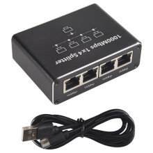 5 Port Gigabit Ethernet with USB Power Cable, 1000Mbps Ethernet Splitter 1 to 4 Out , for Cat 5/5E/6/7/8