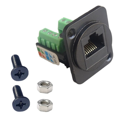 5 RJ45 CAT.5E Wiring Terminals Network Computer Modules with Fixing Nuts(Black) 2