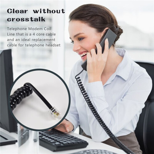 9.3" Black RJ9 Telephone Phone Modem Coil  Cord Cable