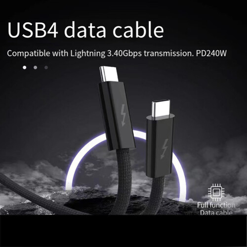 PD240W Type C Fast Charging Cable  4 Data Cable 40Gbps Transmission,8K60Hz HD Projection Ccreen USB Cable 2M 1