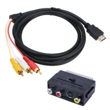 Kabel Przejściowy 2 w 1 Zgodny z  do Kabla Scart RCA Złącze Audio Męski S-Video do 3 RCA Scart do Portu RCA Telewizora