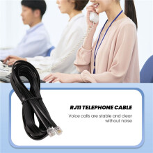 6P6C RJ11 Extension telephonique Fax Cable modem 5M Longueur Noir