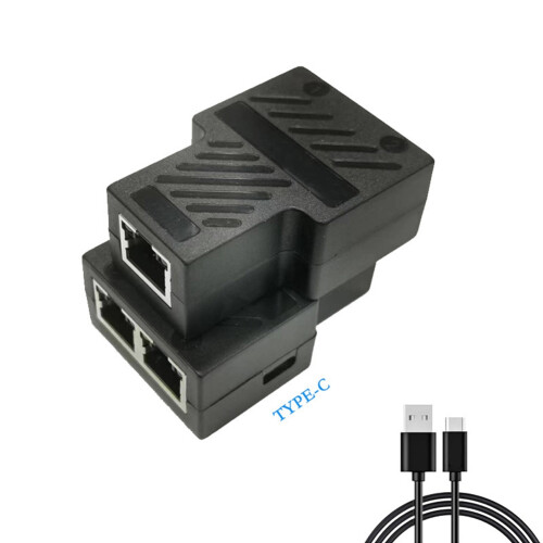 Ethernet Splitter 100Mbps RJ45 Network Extension Connector 1 to 2 Ethernet Adapter Internet Network Cable Extender 2