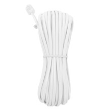 White Male 6P2C RJ11 Plug Telephone Fax Modem Cable, 14M for Landline Telephone