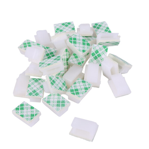 30x Cable holder Cable clip Cable clamp Self-adhesive white