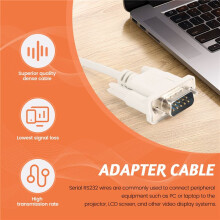 VGA DB15 Male To RS232 DB9 Pin Male Adapter Cable / Video Graphic Extension Cable (White, 1.4M)