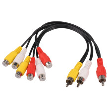 New 3 RCA Male To 6 RCA Female Plug Splitter Audio TV DVD Video Adapter AV Cable