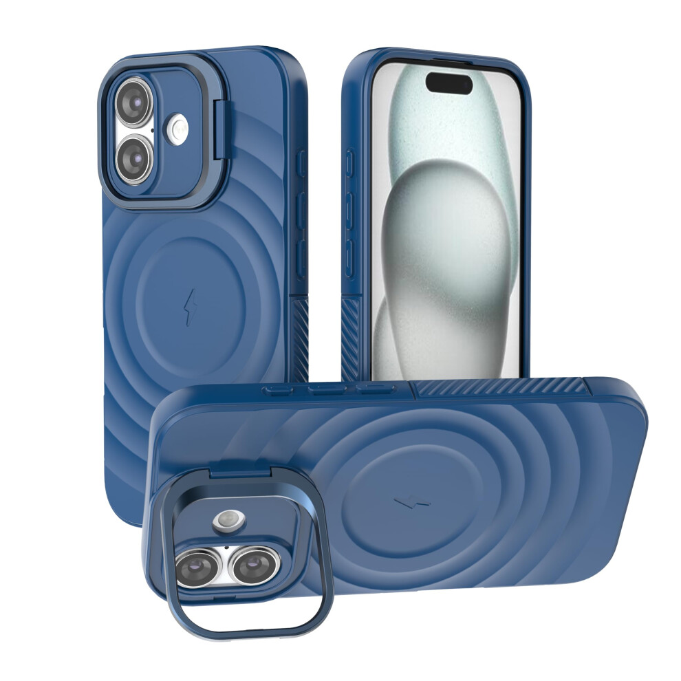 Full Body Magnetic Cover With Kickstand And Full Camera Protection For Iphone 16 Magsafe Blue 9169991090801