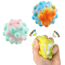 3D Pop It Stress Ball Set with Rainbow Fidget Sensory Balls for Anxiety Relief Adults and Kids 3PCS