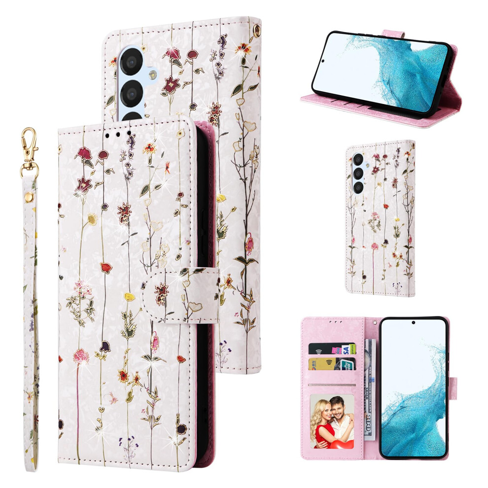 Pu Leather Wallet Case Rfid Blocking Kickstand Flower Folio With Card Slots And Wrist Strap For Samsung Galaxy S25 Plus 9169991090863