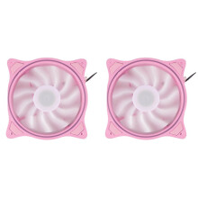 2X Apertura del Ventilador de Enfriamiento de 12Cm Interior y Exterior LED Rosa Claro Silencioso Ventilador de Enfriamiento RGB para Computadora de