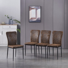 (Brown(Suede), 4 pcs) 4/6 Dining Chairs High Back Velvet/PU Office
