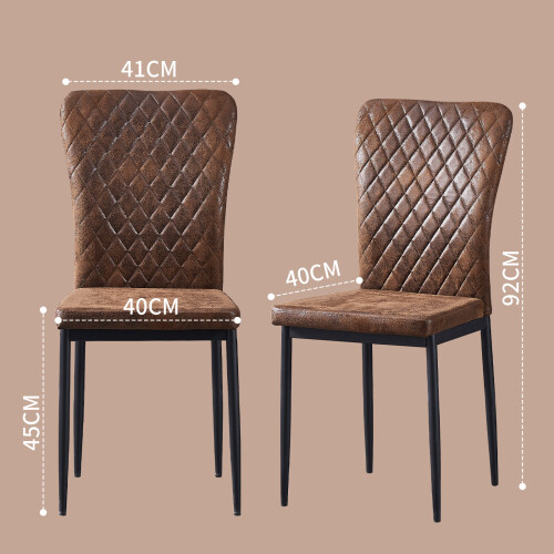 (Brown(Suede), 4 pcs) 4/6 Dining Chairs High Back Velvet/PU Office 1