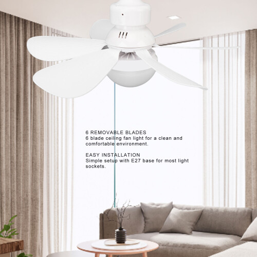 E27 LED-Deckenventilator 400 U/min Blume 6-Flügel Weiß 2