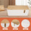 Cable Management Box with Bamboo Lid Small Cable Organizer Box for Extension Cord Power Stripe Surge Protector(White) 5