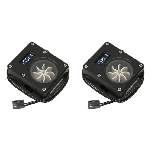 2X PC Water Cooling Flow Meter Indicator 12V Small 3pin Interface G1/4 Thread Pom Rustproof Computer Flow Meter Black