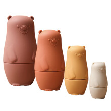 Montessori Stacking Toys Teddy Bear Nesting Dolls Set for Toddlers Educational Silicone Rose