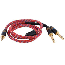 YYTCG HiFi Cable 3.5mm Convert Dual 6.5mm Audio AUX Cable 3.5 to 6.5 Mobile Computer Sound Card Mixer Cables 1M
