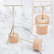 3Pcs T Bar Earring Display Stand with Wooden Base Jewelry Holders Hanging Jewelry Organizer for Photography Props B
