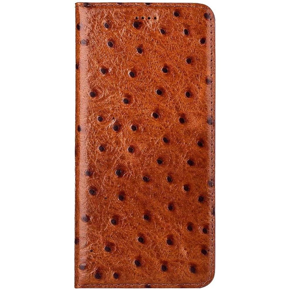 Leather Flip Wallet Case With Card Holder Ostrich Texture Magnetic Kickstand Cafe For Iphone 14 Plus 9169991091174