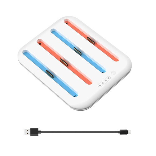 Station de Charge  pour   2, Indicateur LED, 4 Manettes, avec Câble de Charge, Blanc.