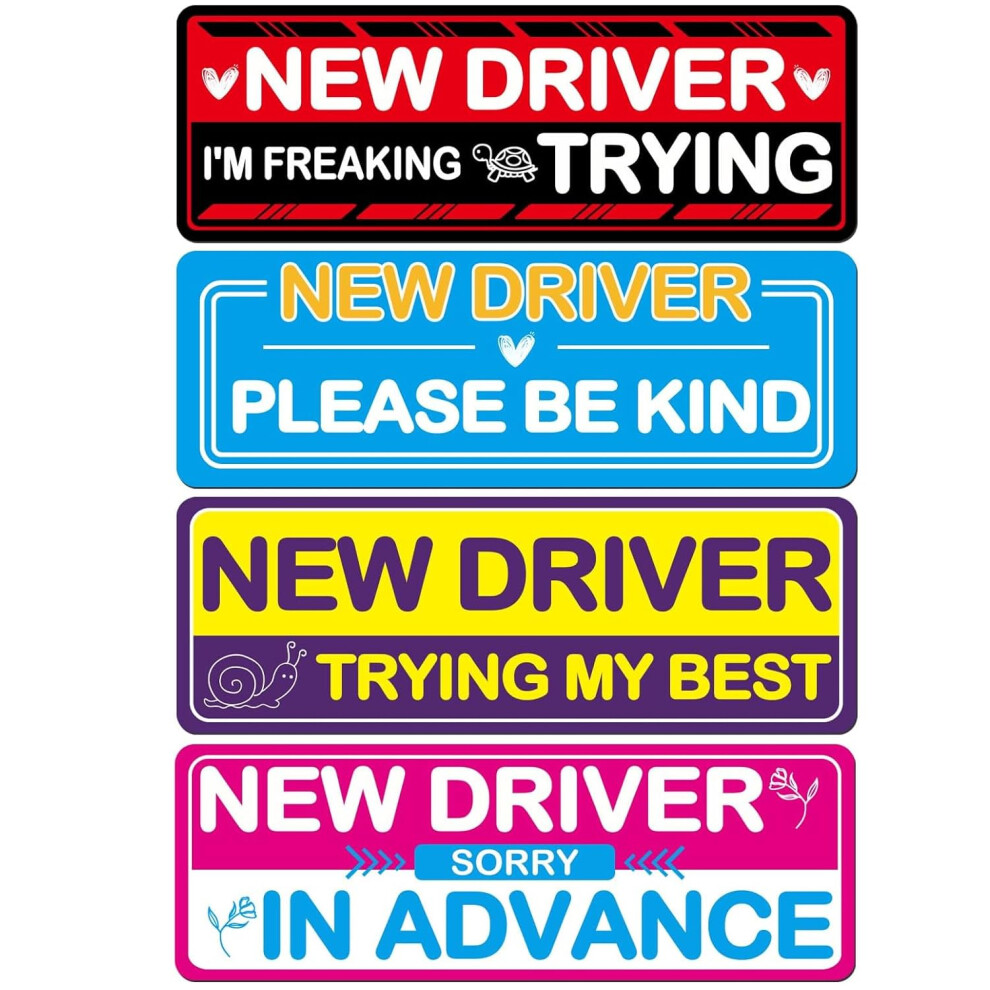 4Pcs Reflective Student Driver Magnet For Car, Weatherproof Driver Magnetic Sign, Safety Alert 9771547128595