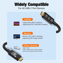 Gold Plated for 5 Coaxial Cable USB4 Type C to Type C 80Gbps PD 240W 16K Fast Charging Cable for