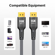 16K 2.1 Video-Audiokabel 8K@120Hz 4K@240Hz 80Gbps Hdr-Kabel für Laptop Tv Projektor Gaming-Monitor