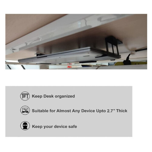 Under Desk Laptop Holder Mount Bracket with Screws Storage Tray for Notebook Computer Accessories 1