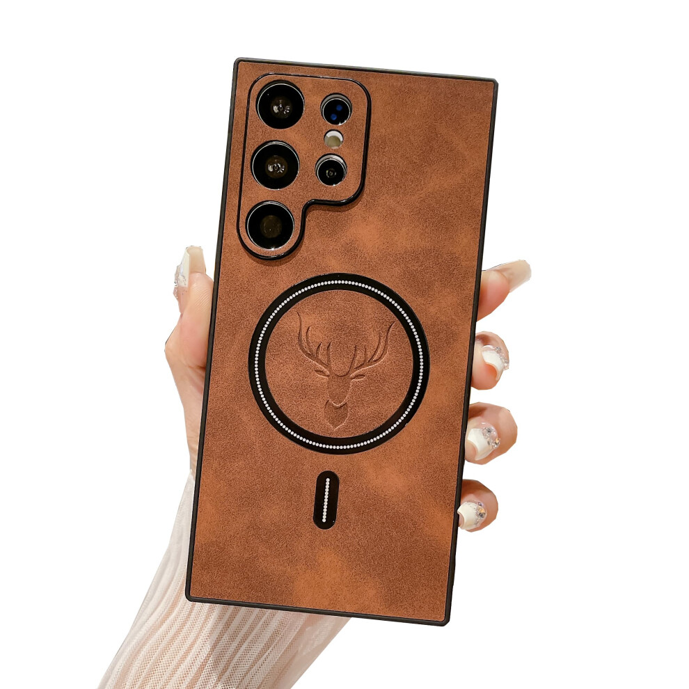 Magsafe Leather Case Slim Shockproof Dark Protective Cover For Samsung Galaxy S23 Ultra Brown 9169991091365