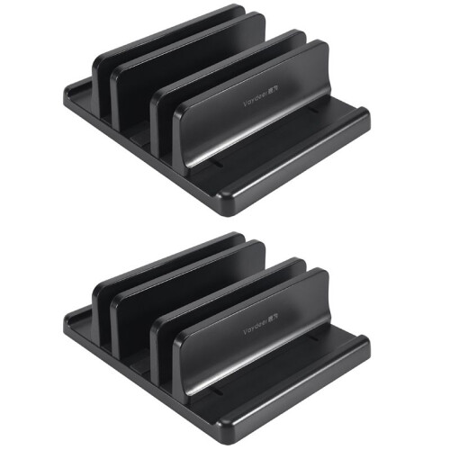 2X Vaydeer Laptop Stand Vertical Computer Stand Vertical Desktop Stand Space-Saving Desktop Storage Rack (3 Slots)