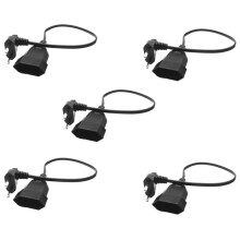 5X Europea 90 Degree Male Plug to Female Socket Power Extension Cable for PC Computer PDU(0.)