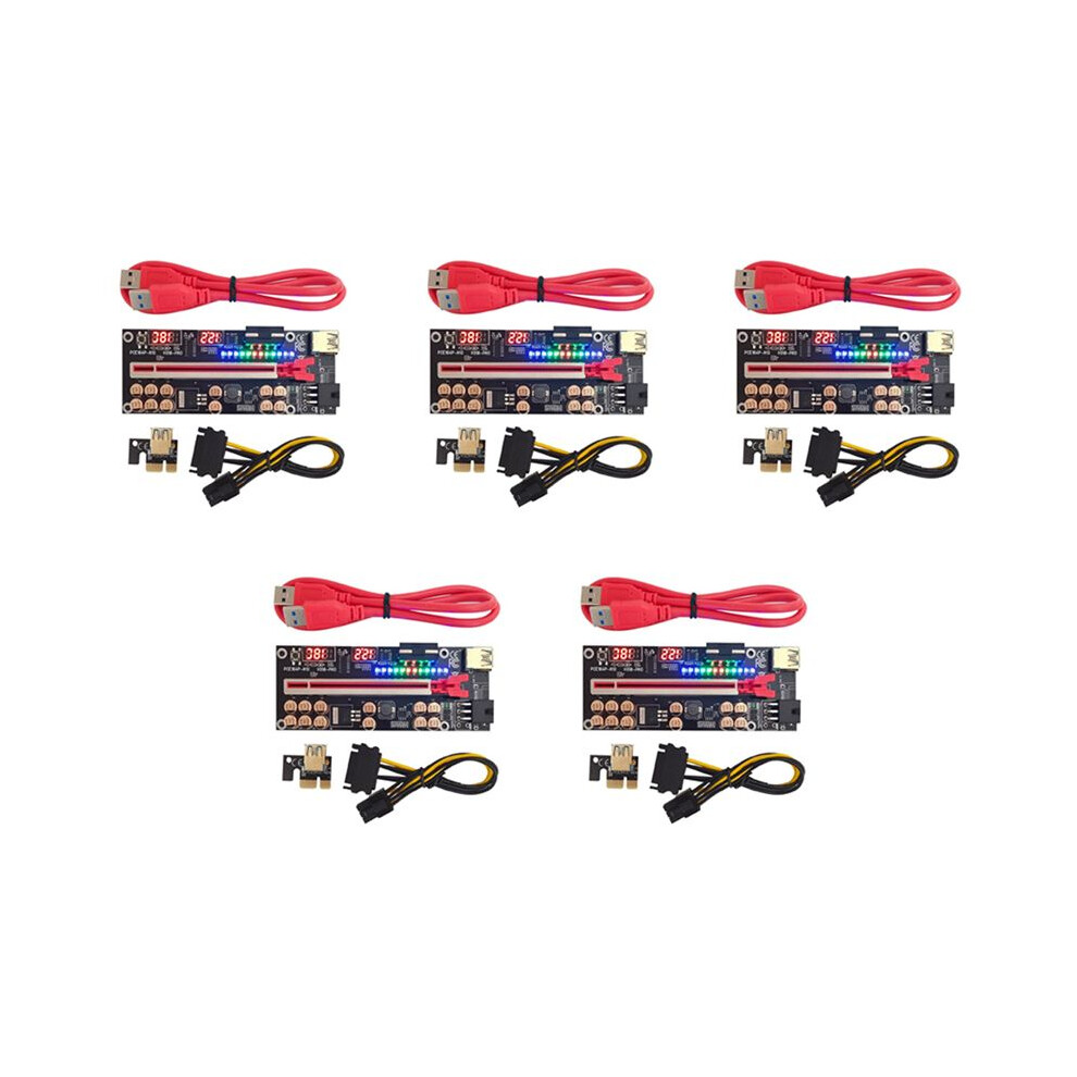 5X Ver018 Pro Pci-E Riser Card Usb 3.0 Cable 018 Pci Express 1X To 16X Extender Pcie Adapter For Btc Mining(Red) Red 6032481314196