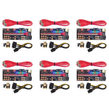 6X VER018 PRO PCI-E Riser Card USB 3.0 Cable 018 PCI Express 1X to 16X Extender PCIe Adapter for BTC Mining(Red)