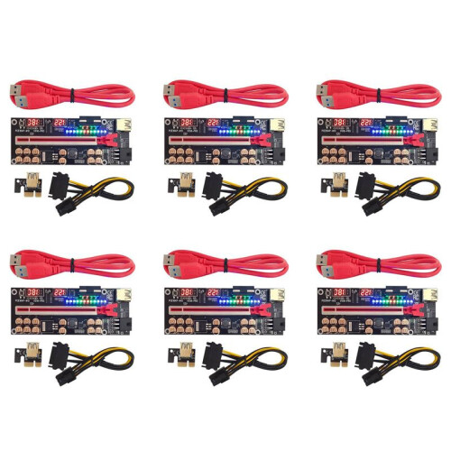 6X VER018 PRO PCI-E Riser Card USB 3.0 Cable 018  PCI Express 1X to 16X Extender PCIe Adapter for BTC Mining(Red) 1