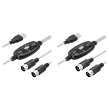 2X Adaptador de Cabo USB MIDI, USB Tipo um Macho para Interface de Cabo de Entrada e SaíDa MIDI Din 5 Pinos com Indicador LED para Teclado Musical