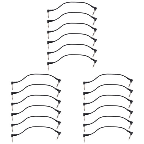 18 PCS Cabos de Patch de Guitarra de 6 Polegadas, Cabo de Efeito de Pedal de Guitarra Preto Cabo de Efeito, Cabo de Patch de Guitarra de ÂNgulo Reto