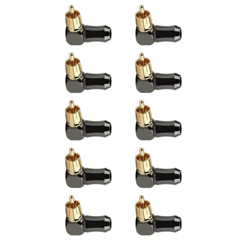10 Uds. Conector RCA Conector de Audio Macho Codo de Ángulo Recto de 90 Grados Conector de Terminal de Altavoz para Soldar Cable de Vídeo