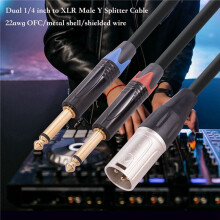 2X Dual 6.35Mm 1/4 in Naar XLR Male Y Splitter Kabel,3Pin XLR Male Naar Dual 6.35Mm Plug Audio Microfoon Kabel,3.3Feet/1Meter