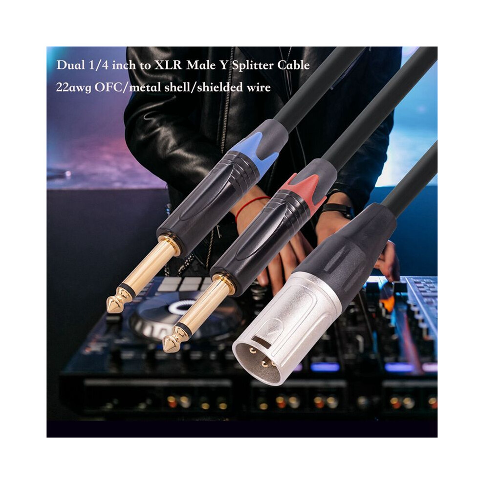 2X Dual 6.35Mm 1/4 In To Xlr Male Y Splitter Cable,3Pin Xlr Male To Dual 6.35Mm Plug Audio Microphone Cable,3.3Feet 6032698519575