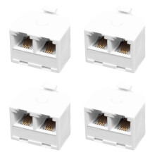 4X 2-Way 6P4C RJ11 Modular Phone Telephone Wall Adapter and Splitter for Landline Telephone