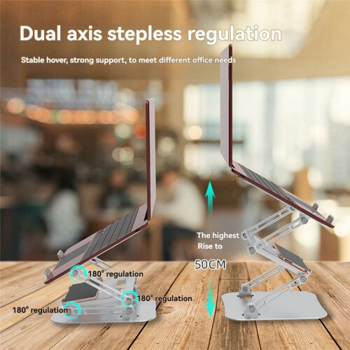 Aluminum Alloy Cooling Laptop Stand Foldable Double-Layer Laptop Stand for    Computer Silver 1