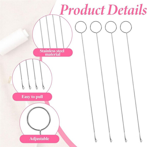 8Pcs Sewing Loop Turner Hook Loop Turner Sewing Tool Needle Hooks with  Crochet Sewing Supplies 2