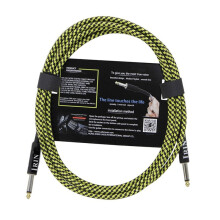 IRIN Cable de Guitarra, Cable para Instrumentos Musicales, Cable de Audio para Bajos, Cable Trenzado con Reducción de Ruido (6 Metros), Amarillo y